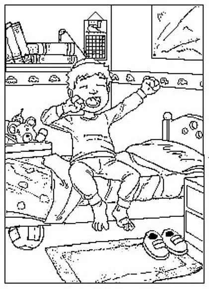 Dibujos para colorear niños levantandose de la cama - Imagui