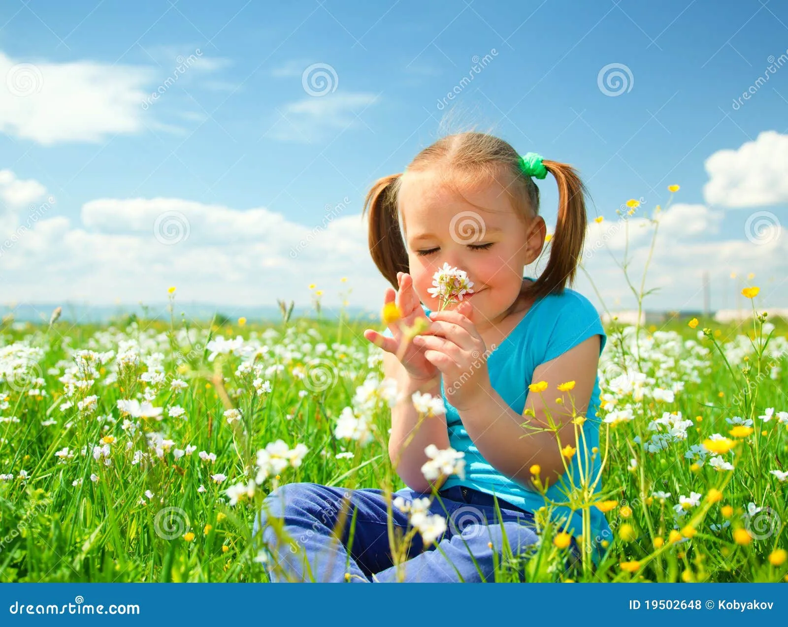 La Niña Está Oliendo Las Flores En Prado Verde Fotos de archivo ... La Niña Está Oliendo Las Flores En Prado Verde Fotos de archivo ...