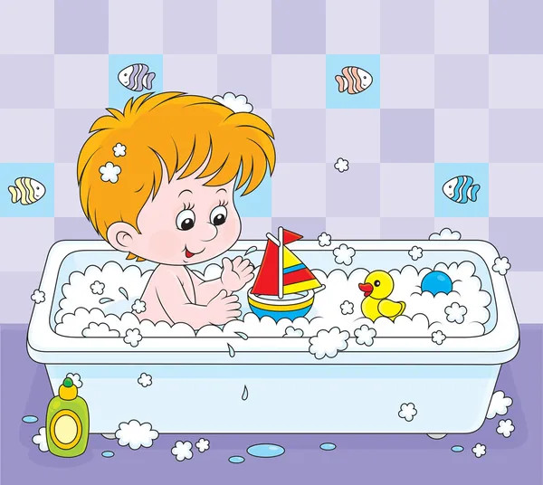 Niño bañándose — Vector stock © AlexBannykh #40197233