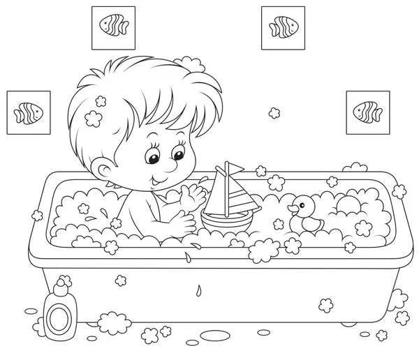 Niño bañándose — Vector stock © AlexBannykh #40197229