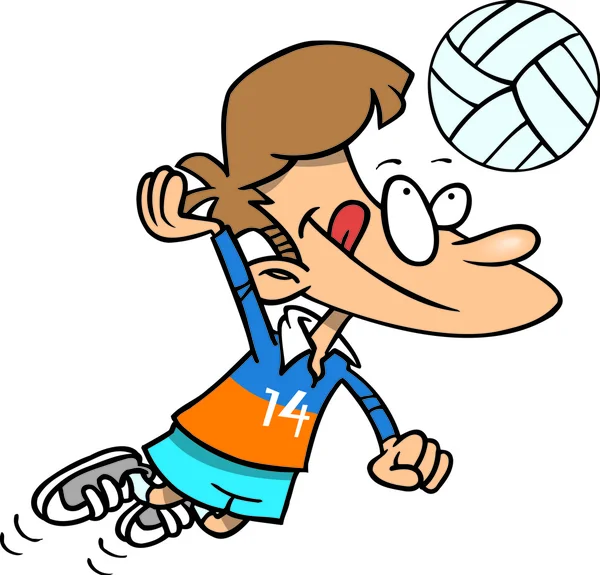 Niño de dibujos animados jugando voleibol — Vector stock ...