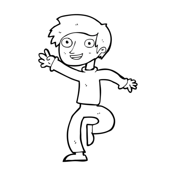 Niño emocionado dibujos animados bailando — Vector stock ...