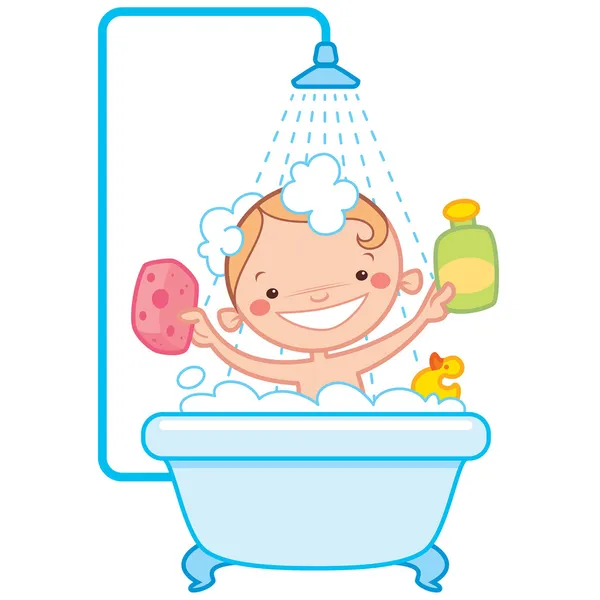 Niño feliz de dibujos animados bebé bañera — Vector stock ...