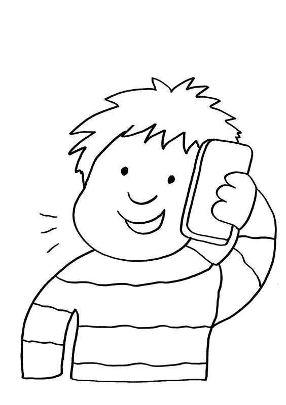 Niño hablando por teléfono: dibujo para colorear e imprimir