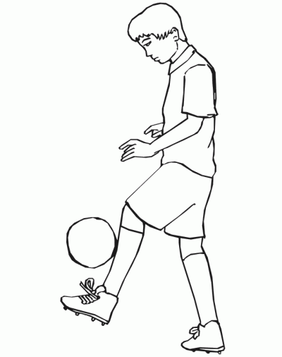  jugando al fútbol. Dibujo para colorear de Niño jugando al fútbol ...
