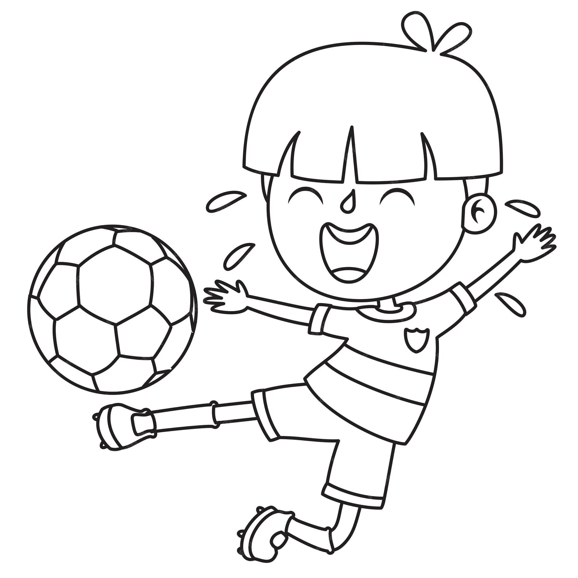 Niño jugando con pelota, dibujo lineal para niños página para colorear |  Vector Premium