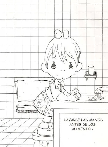 Pinto Dibujos: Niño lavandose las manos – dibujo para colorear de ...