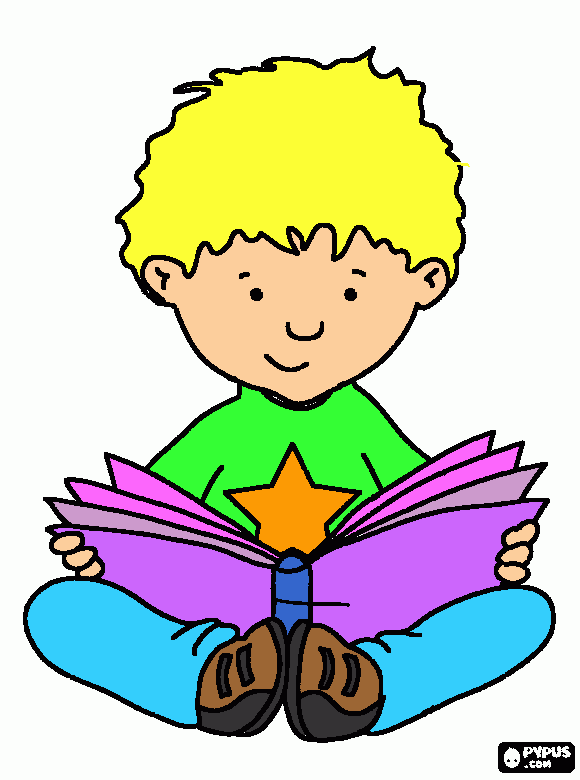 niño leyendo un libro Colouring Pages