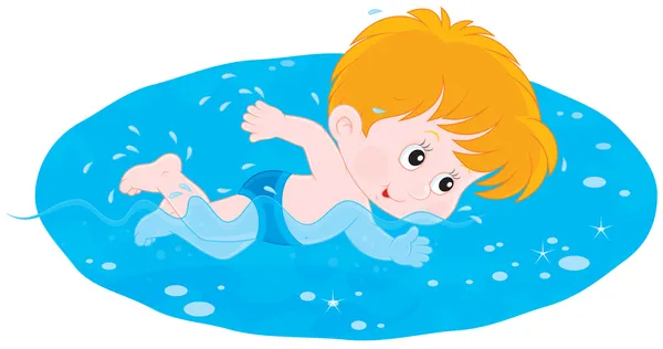 Niño nadando — Vector stock © AlexBannykh #40884119