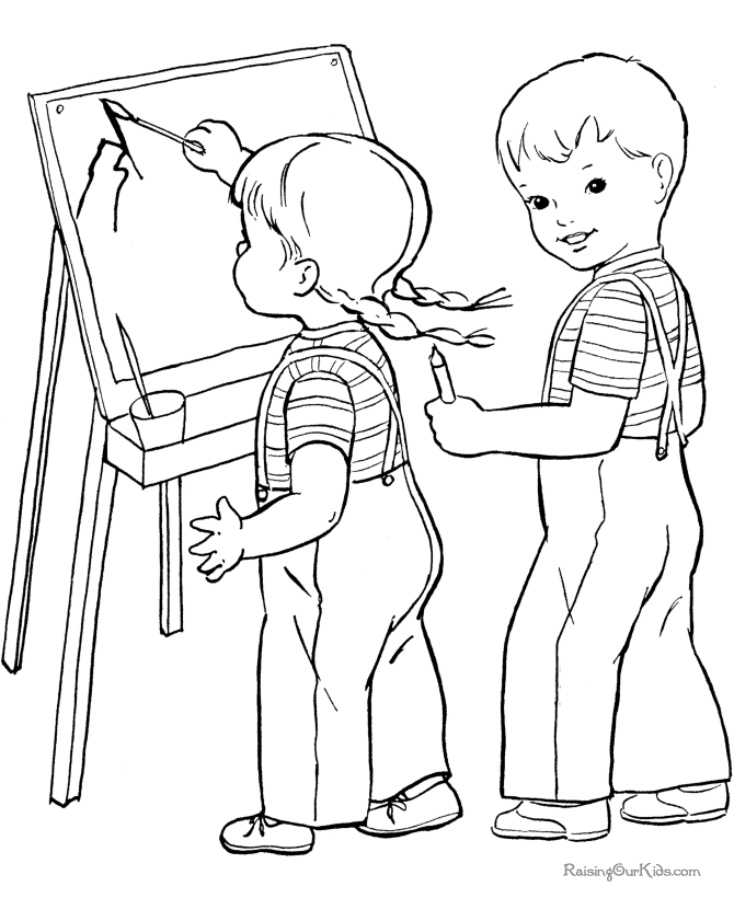 Niños dibujando y pintando un cuadro - Portal Escuela
