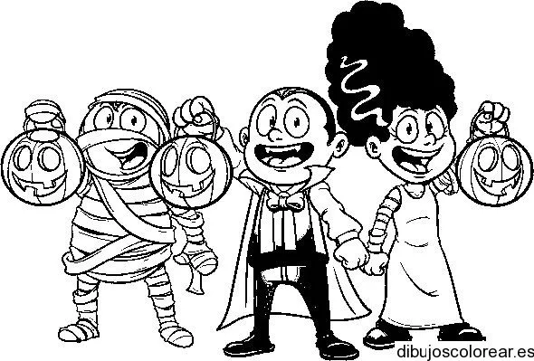 Dibujo de un grupo de niños disfrazados monstruos | Dibujos para ...