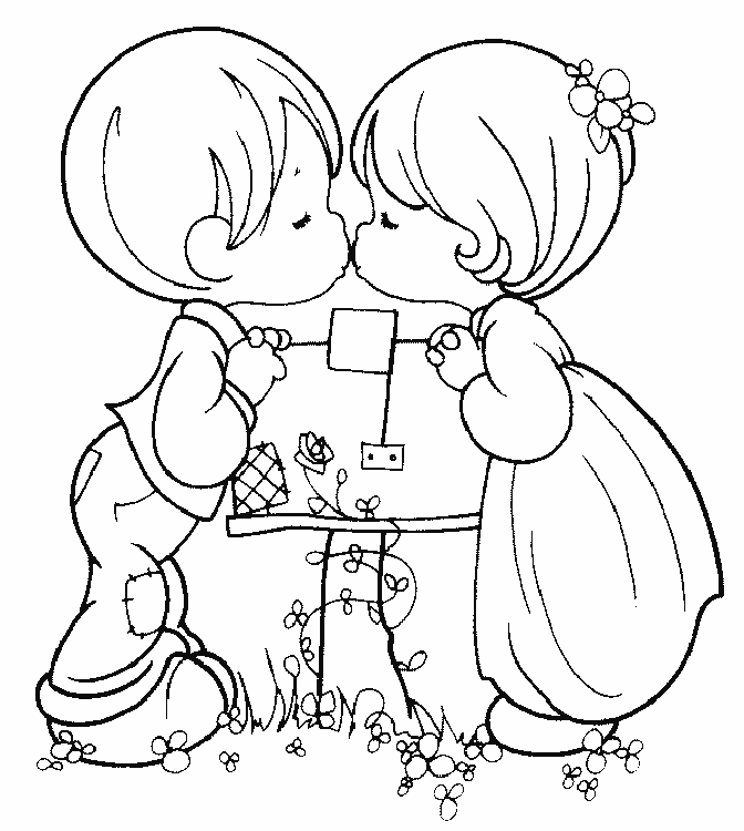 colorea este dibujo de dos ninos enamorados y regalaselo a la persona ...