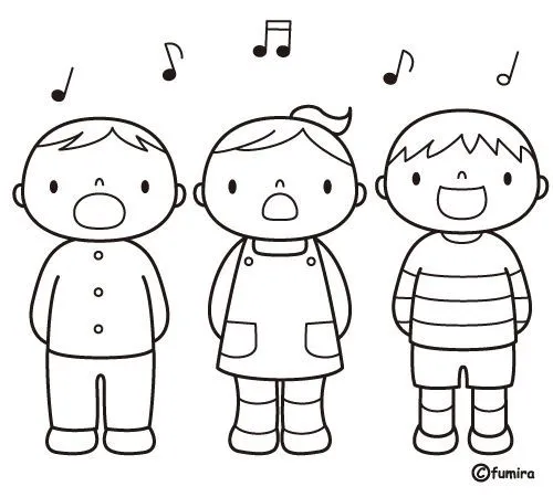 Niños cantando para colorear - Imagui