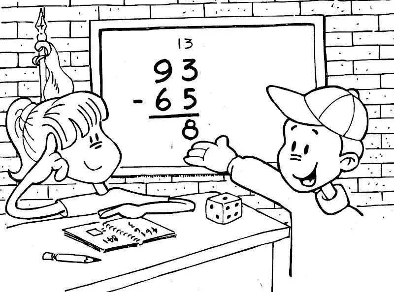 Dibujos de niños estudiando matematica para colorear - Imagui