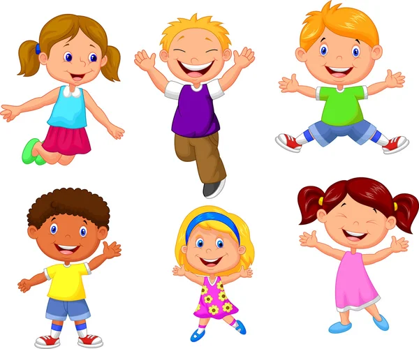 Niños felices caricaturas — Vector stock © tigatelu #44718695