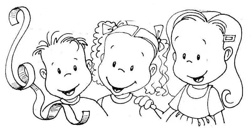 Dibujos o caricaturas para colorear de dos niños felices - Imagui