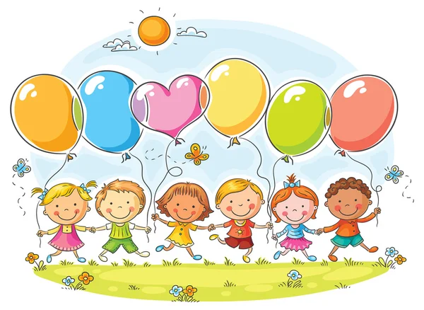niños con globos — Vector stock © Katerina_Dav #70936105