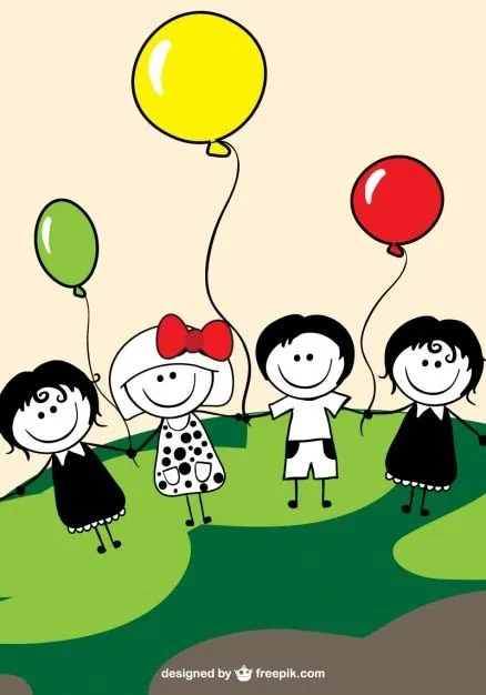 Niños y globos de vectores | Descargar Vectores gratis