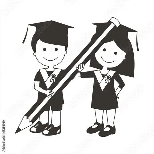 Niños graduados con lápiz BN" Imágenes de archivo y vectores ...