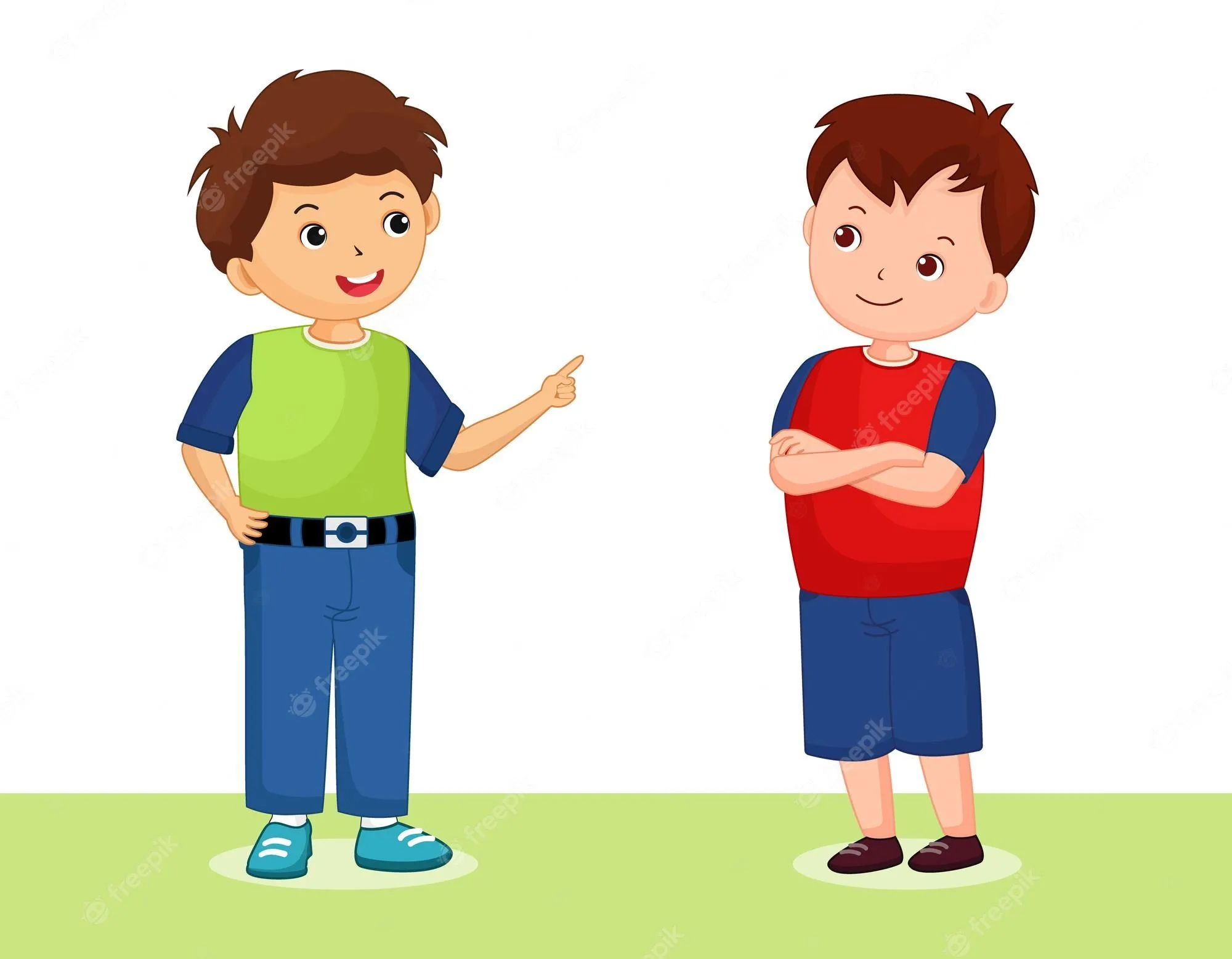 Dos niños hablando, personaje de dibujos animados | Vector Premium