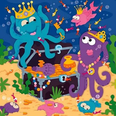 PARA NIÑOS E INFANTIL: DIBUJOS PARA NIÑOS - EL REY PULPO Y SU TESORO PARA NIÑOS E INFANTIL: DIBUJOS PARA NIÑOS - EL REY PULPO Y SU TESORO