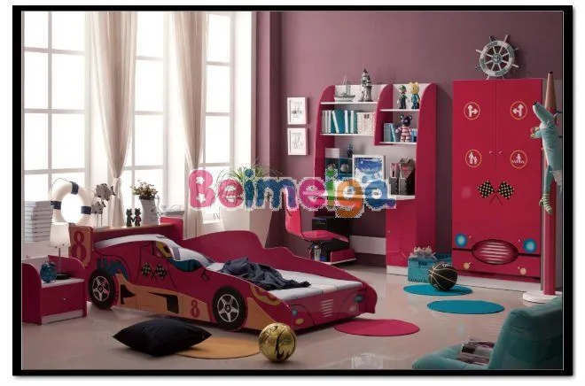 Niños juego de dormitorio de Color rojo niños dormitorio muebles ...