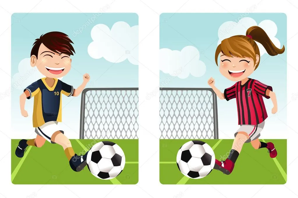 niños jugando al fútbol — Vector stock © artisticco #