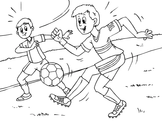 Niños jugando futbol para colorear infantil - Imagui
