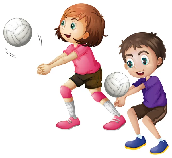 Niños jugando voleibol — Vector stock © interactimages #51971751