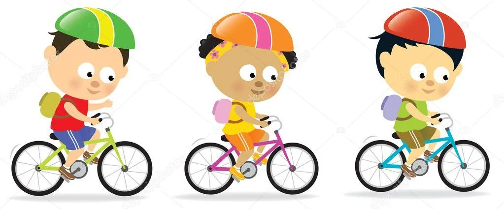 Niños multiétnicos ciclismo — Vector stock © wetnose #3148122