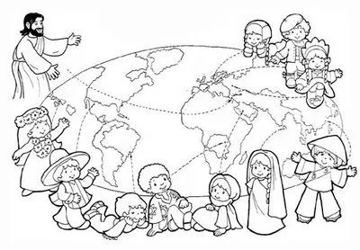 Los niños y la Biblia: Mural Misiones Infantiles.