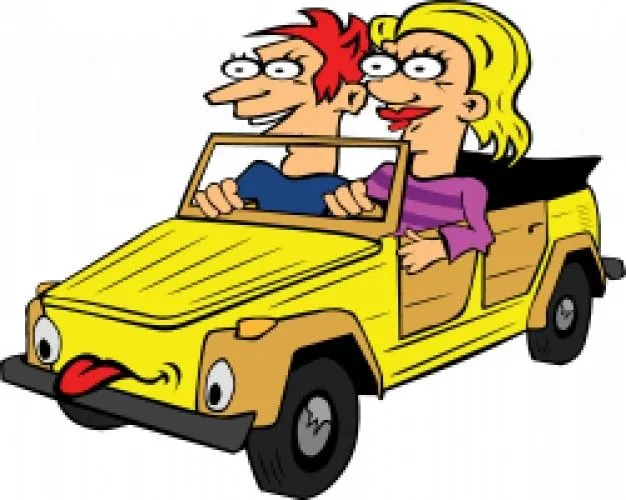 los niños y niñas de conducción de coches de dibujos animados ...
