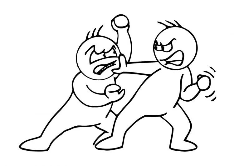 Dibujo de la violencia personas peleando para colorear - Imagui