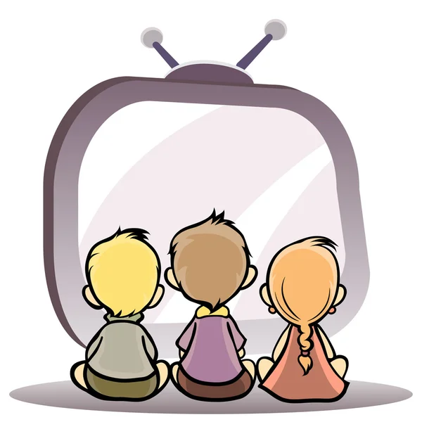 niños viendo la tele — Vector stock © katarinka #10761974