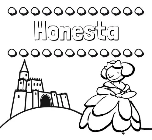 Nombre Honesta: Dibujos para colorear su nombre y una princesa