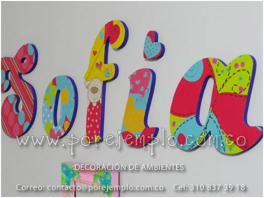 Nombres de niñas y niños en Madera decorados. SOFIA Mide 90cm de ...