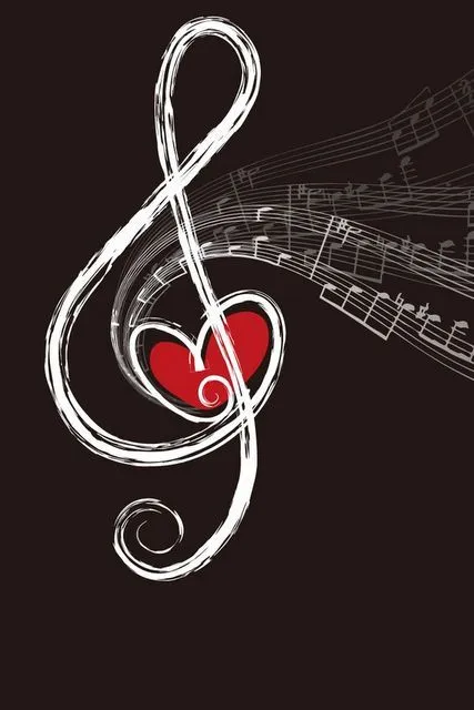 Notas musicales y corazón | Vinilos | Pinterest