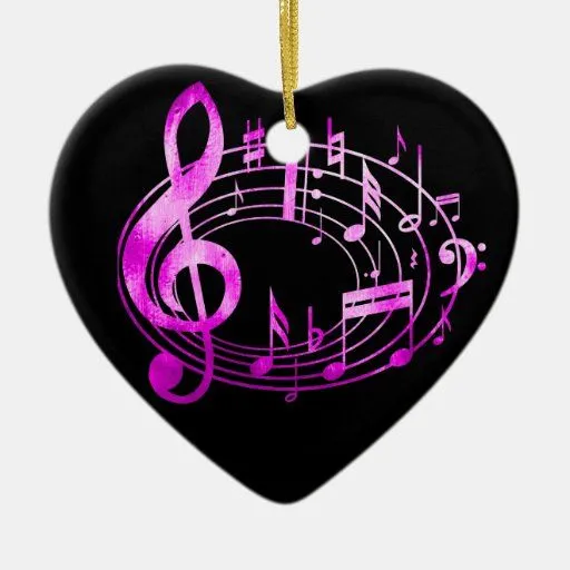 Notas musicales del estilo metálico rosado en adorno de cerámica ...
