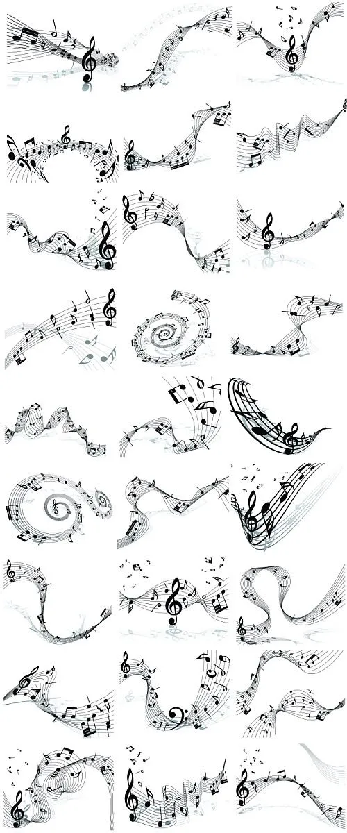 Notas musicales y pentagrama en vector (Music Score and notes in ... Notas musicales y pentagrama en vector (Music Score and notes in ...