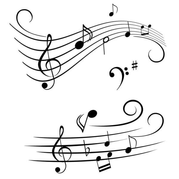 Notas musicales en pentagrama — Vector stock © soleilc #5984605