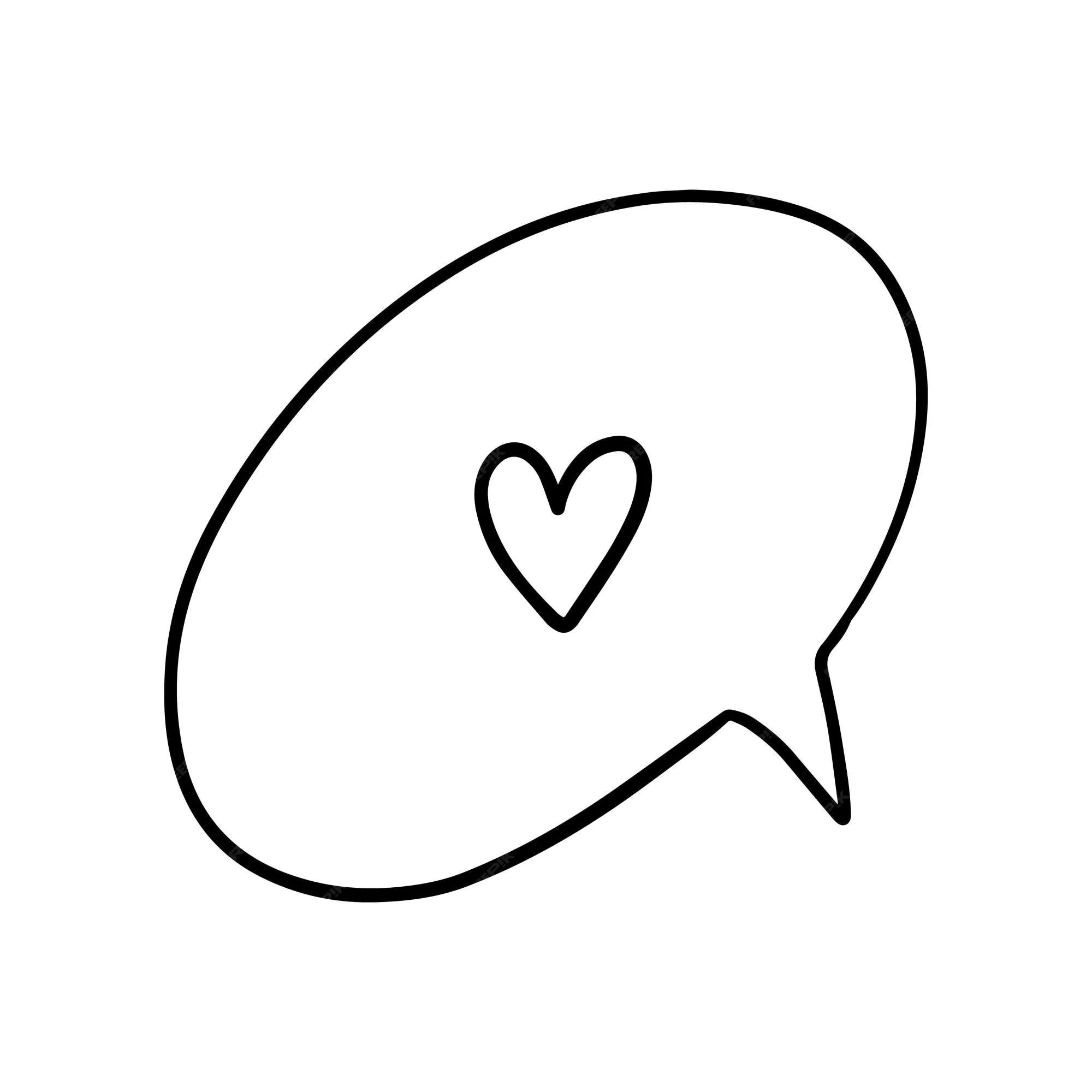 Nube de diálogo con el corazón dentro del símbolo del amor doodle libro de  colorear de dibujos animados lineales | Vector Premium