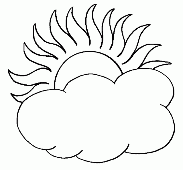 Dibujo de Sol y nube. Dibujo para colorear de Sol y nube. Dibujos ...