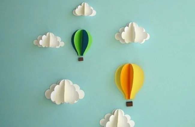 Nubes y Globos aerostáticos | proyectos con papel,cartón,etc ...