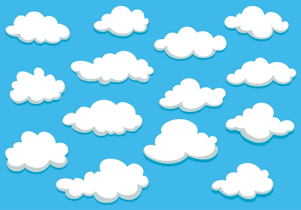 Nubes de la historieta en fondo de cielo azul — Vector stock ...