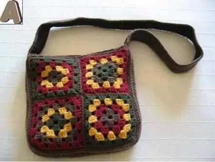 NUDOS DE LANA crochet y ganchillo: Bolso crochet con cuadros granny