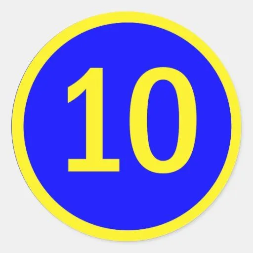 número 10 en un círculo pegatina redonda | Zazzle