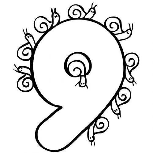 Dibujo para pintar con el número 9 - Dibujos de números para ... Dibujo para pintar con el número 9 - Dibujos de números para ...