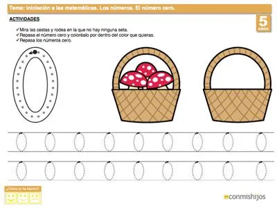 Número 0. Ejercicios de los números para niños Número 0. Ejercicios de los números para niños