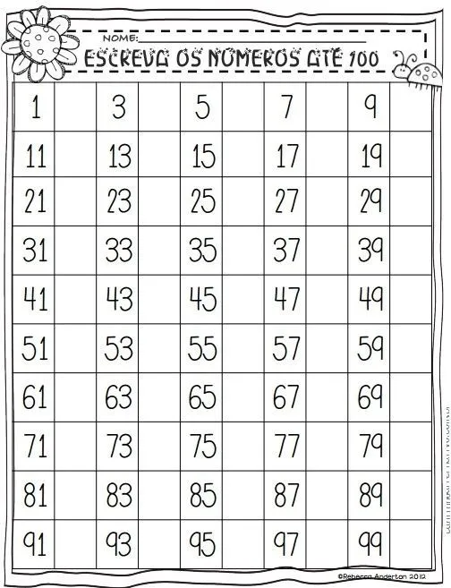 Números de 1 a 100 - Atividades Para Imprimir - Blog Cantinho ... Números de 1 a 100 - Atividades Para Imprimir - Blog Cantinho ...