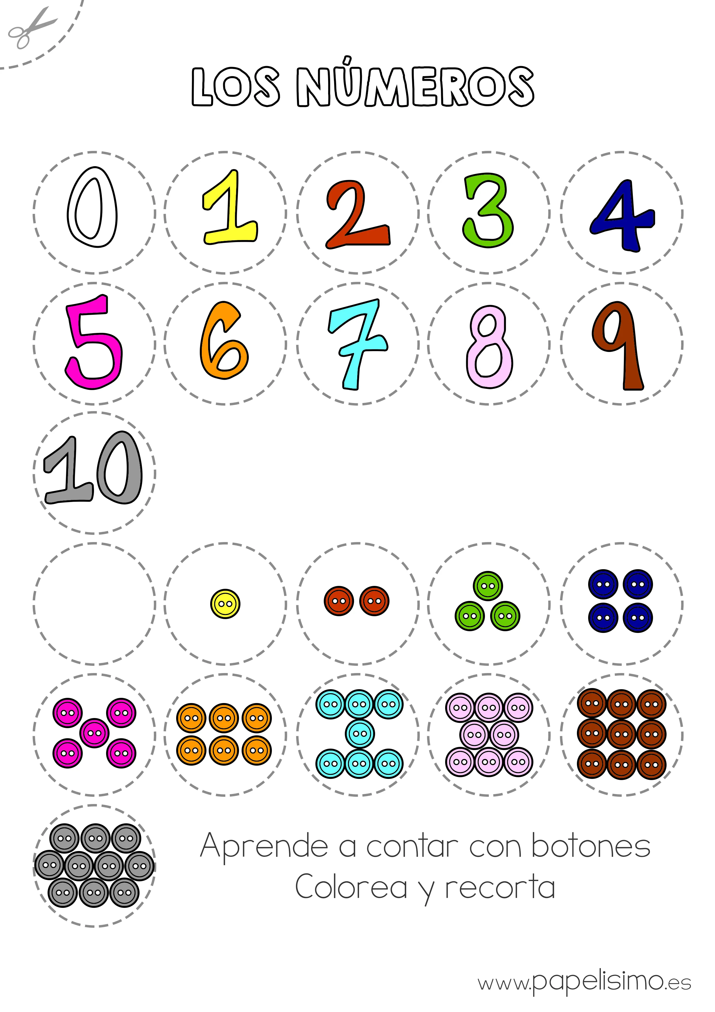 Números para colorear y recortar 0-10 | Papelisimo